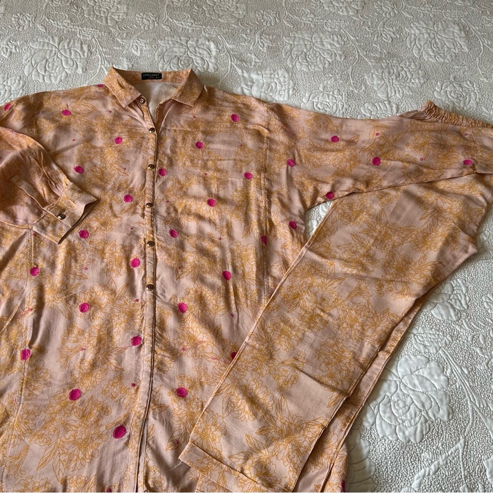 Limelight Kids Casual Dress in Pink silk type fabric with embroidered dots